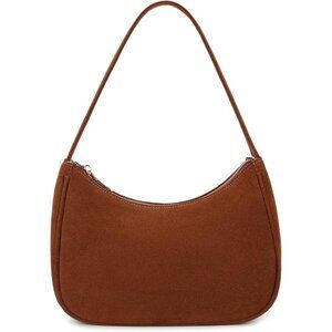 Women Suede Brown Imported Polyester Leather Zipper Closure Mini Tote Handbag